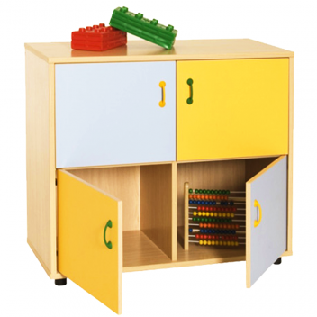 Mueble escolar bajo armario 4 casillas y 4 puertas