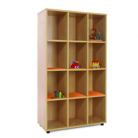 segurbaby.com, Mueble madera mobeduc medio 12 casillas naranja