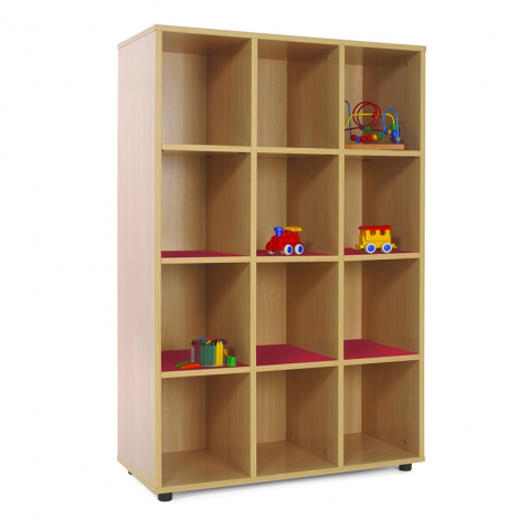 segurbaby.com, Mueble madera mobeduc medio 12 casillas rojo