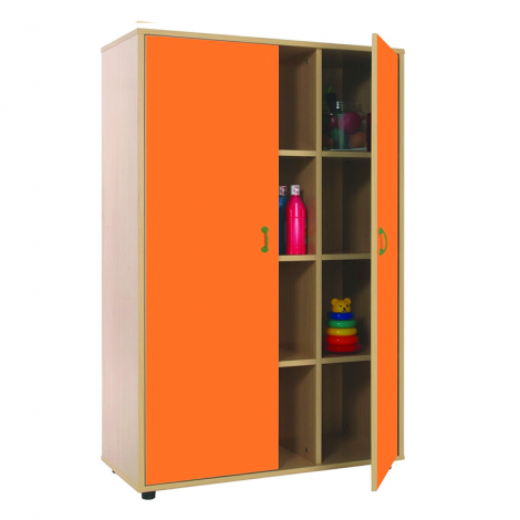 segurbaby.com, Mueble madera Mobeduc medio armario 12 casillas naranja