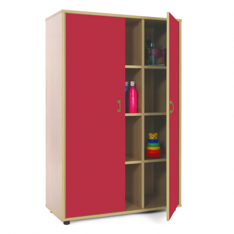 segurbaby.com, Mueble madera Mobeduc medio armario 12 casillas rojo