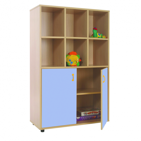 segurbaby.com, Mueble madera Mobeduc medio armario 6 casillas azul lavanda