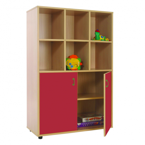 segurbaby.com, Mueble madera Mobeduc medio armario 6 casillas rojo