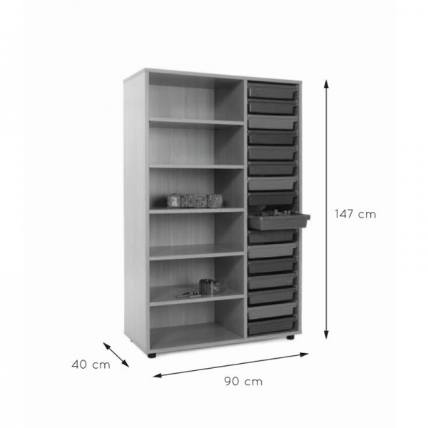 600318 - Mueble medio armario estantería cubetero, Mobiliario Escolar
