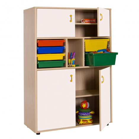 segurbaby.com, Mueble medio armario 4 puertas cubetero blanco