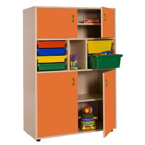 segurbaby.com, Mueble medio armario 4 puertas cubetero naranja