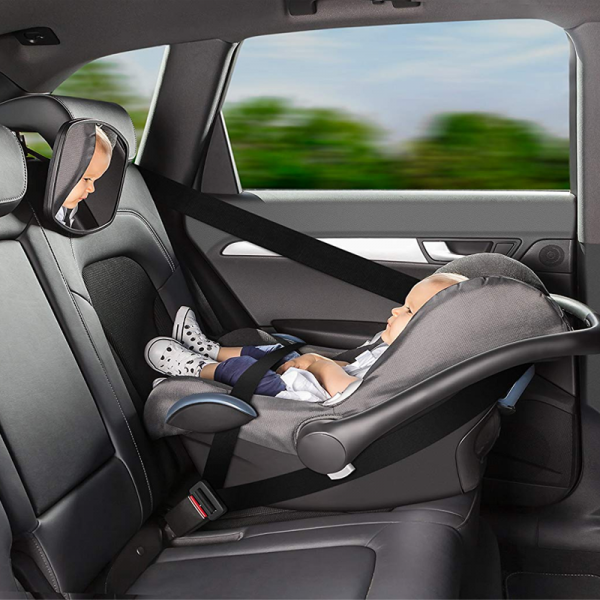 Baby & Mom Espejo retrovisor para asiento de coche de bebé, vidrio ancho  convexo inastillable, totalmente montado, espejo de coche, espejo de coche